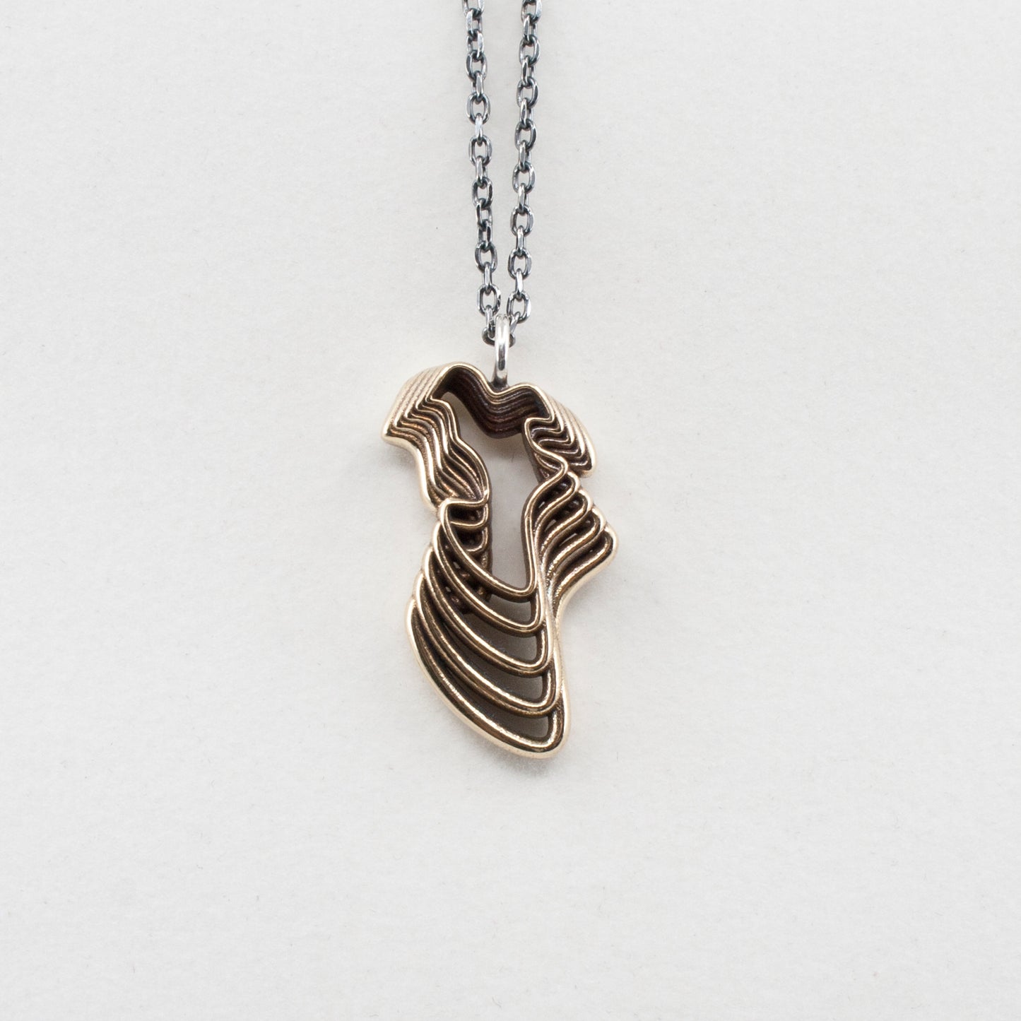 Brass Water Waves Curvy Pendant