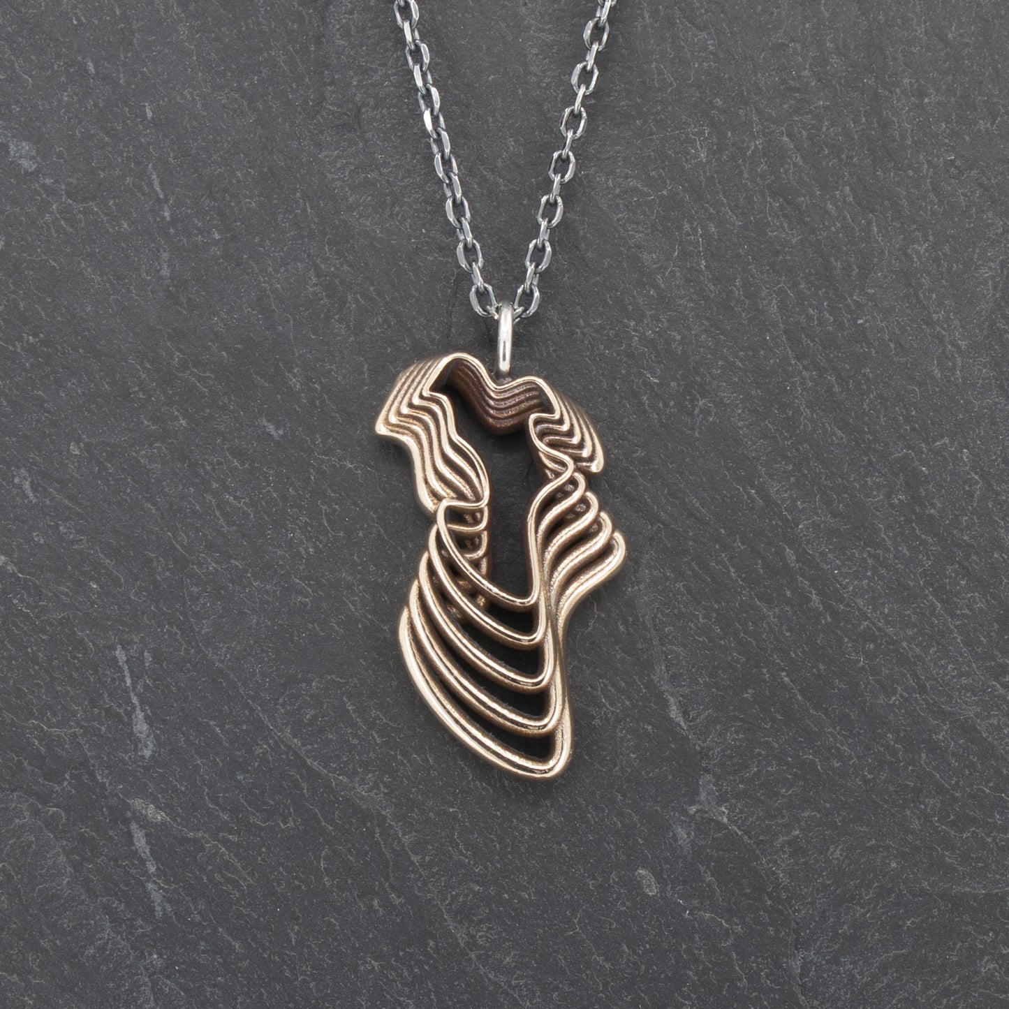 Brass Water Waves Curvy Pendant
