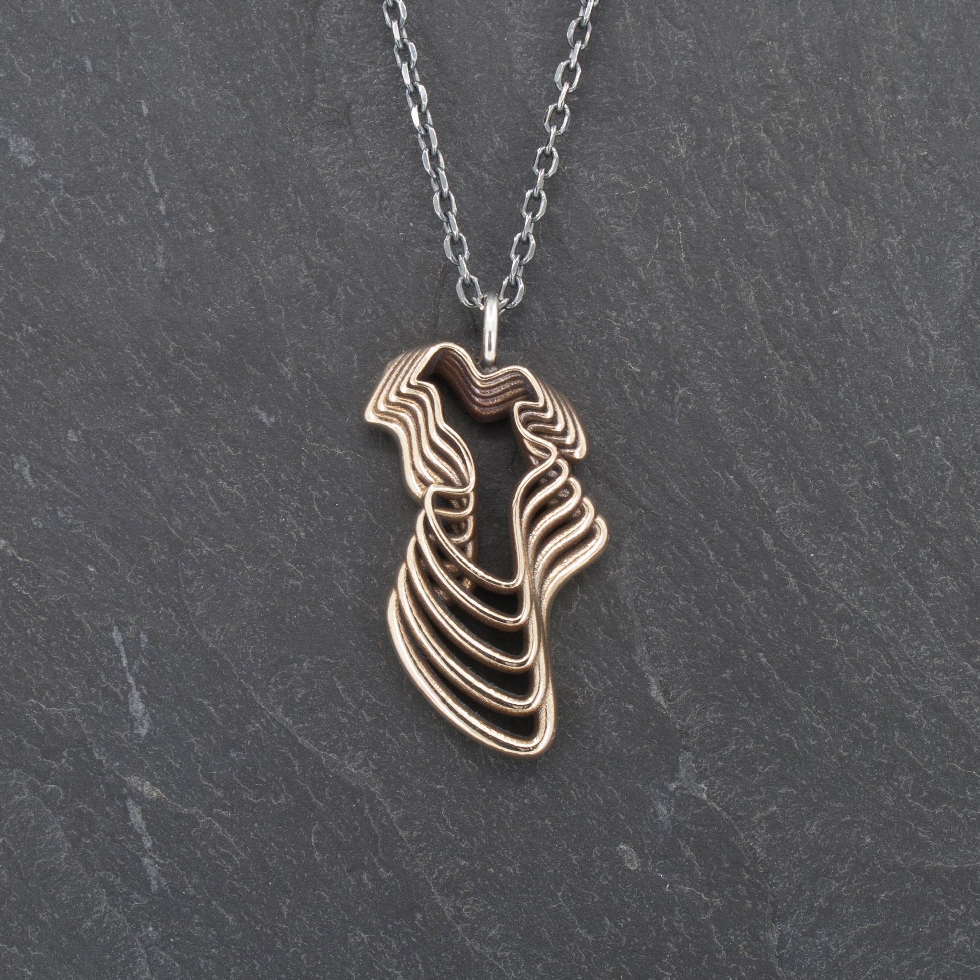 Brass Water Waves Curvy Pendant