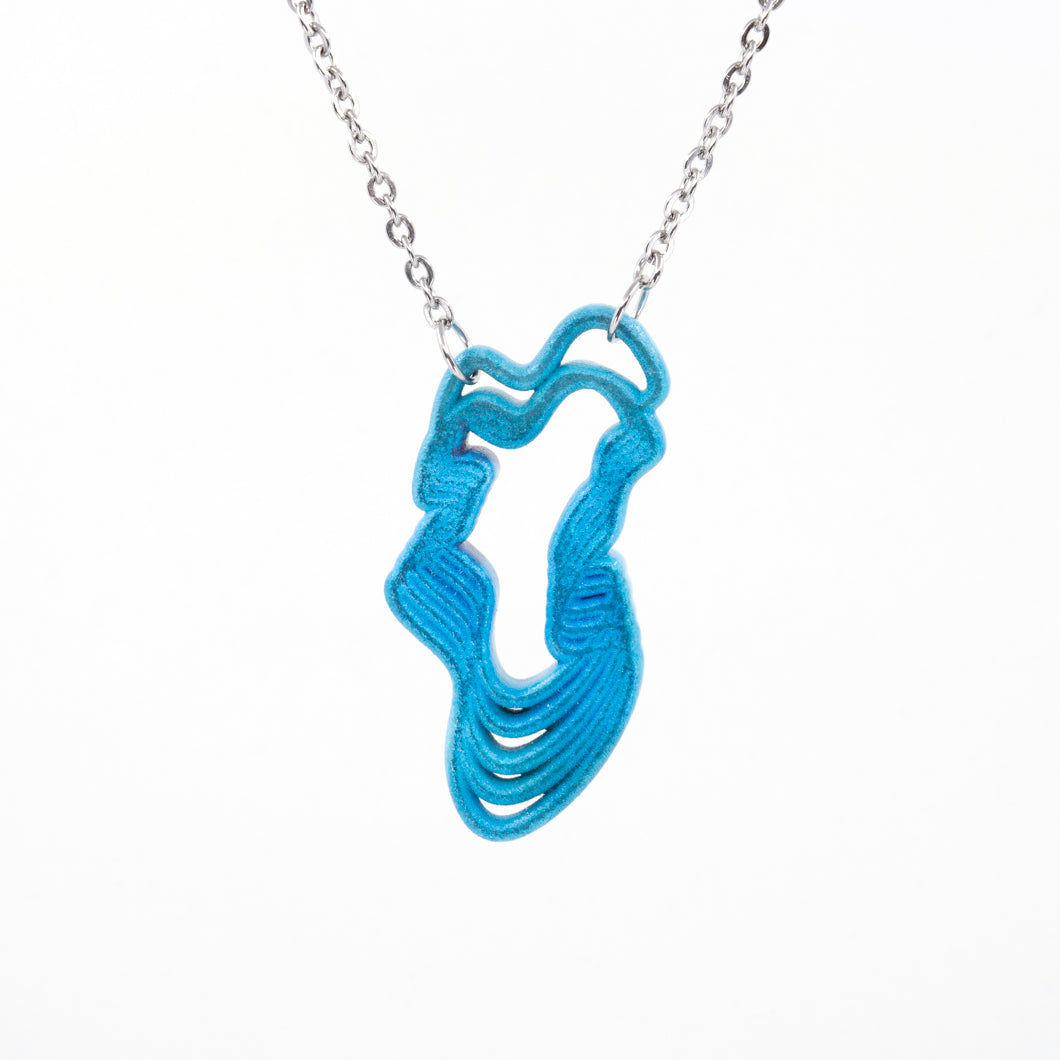 Ripple Pendant: Hand-Inked Plastic
