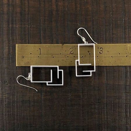 Path Earrings: Plastic, Hand-Inked Gray Tones