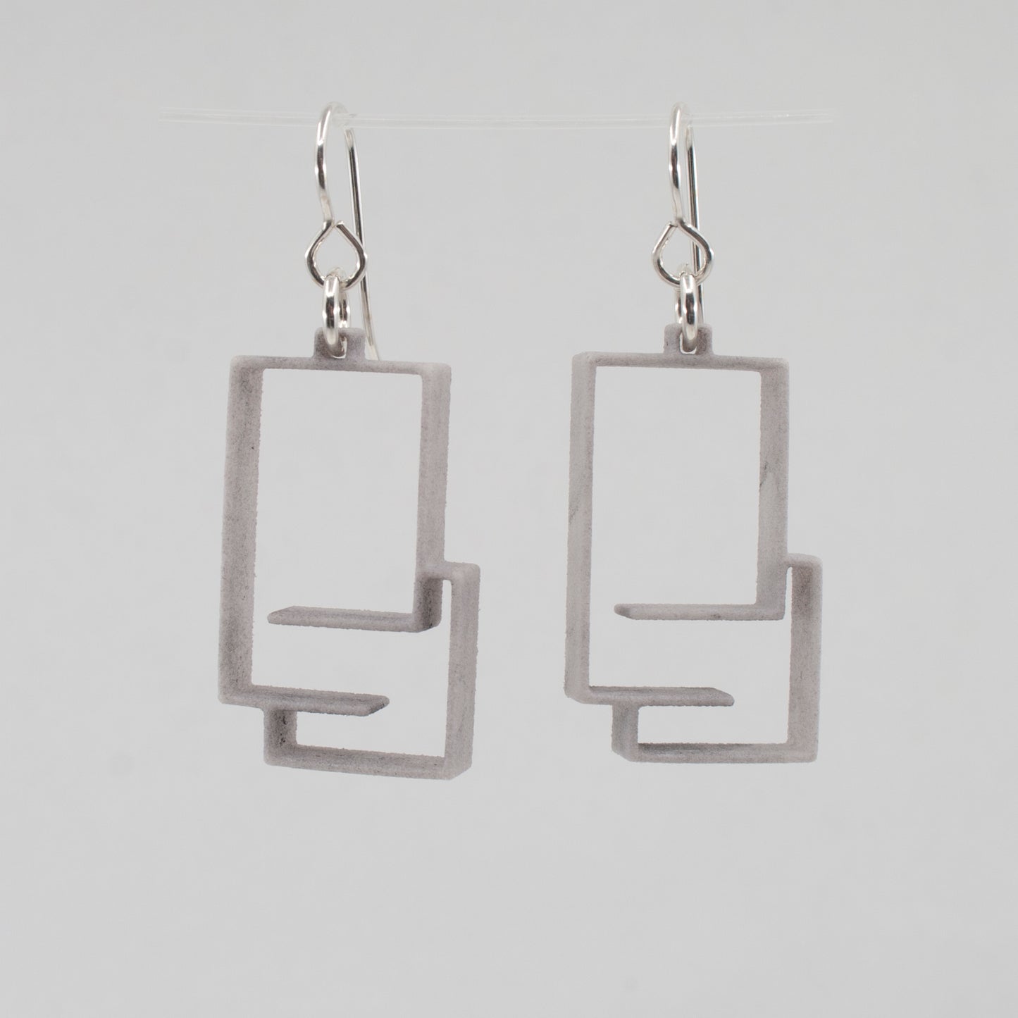 Path Earrings: Plastic, Hand-Inked Gray Tones