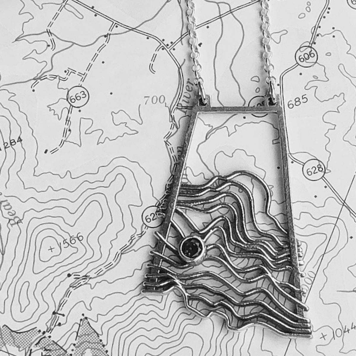 Contour Pendant: Cast Sterling with a Created Alexandrite