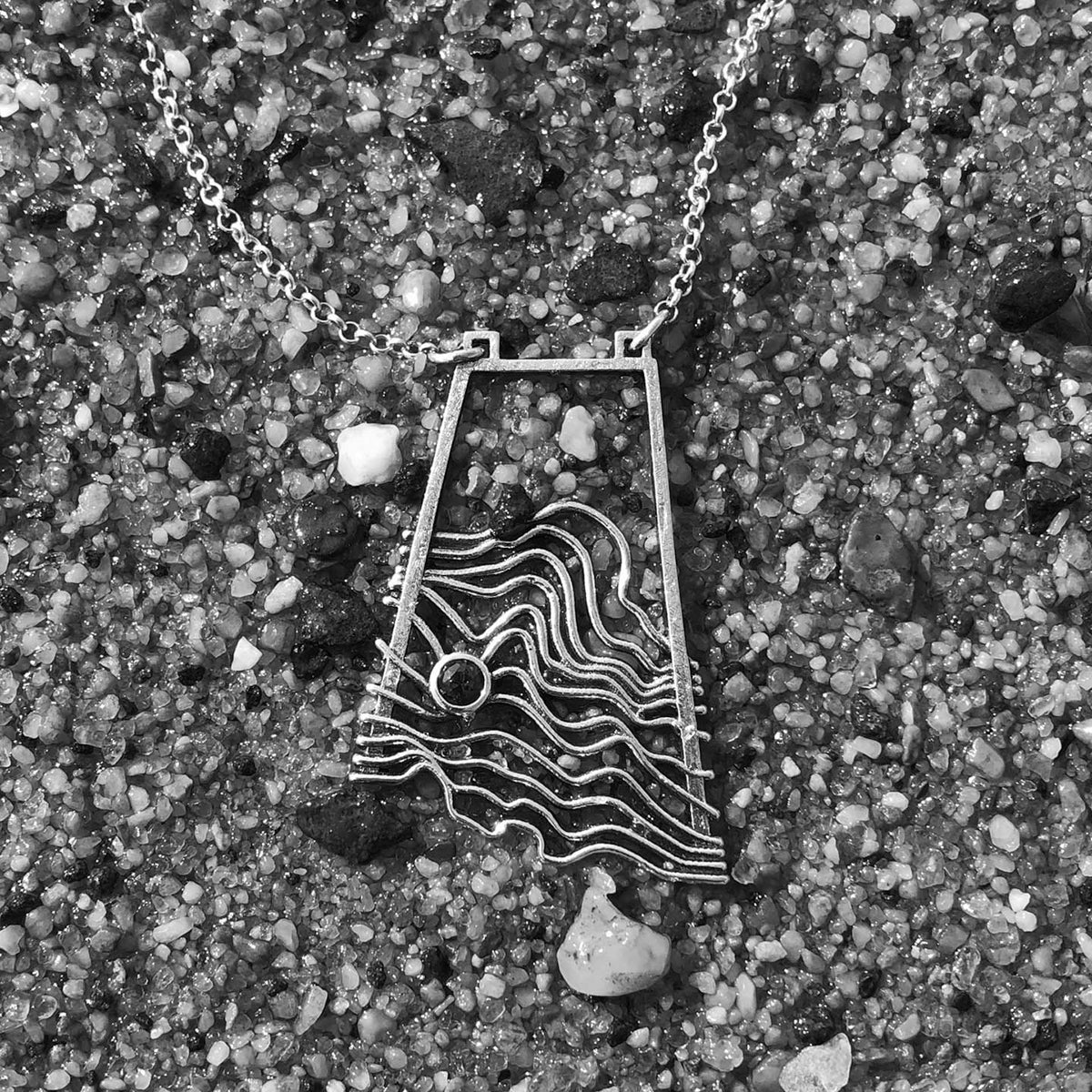 Contour Pendant: Cast Sterling with a Created Alexandrite