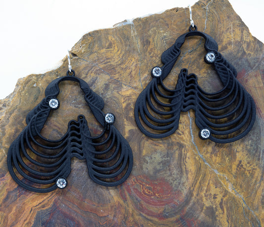 Curve Earrings: 3D Printed Plastic and Clear Cubic Zirconia