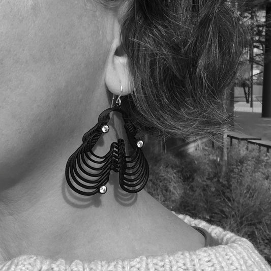 Curve Earrings: 3D Printed Plastic and Clear Cubic Zirconia